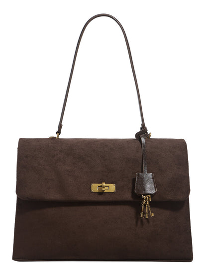 Autumn Winter Suede-Effect Large Tote Messenger Bag