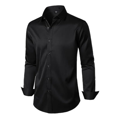 Elegant Business Formal Solid-color Long-sleeve Mens Shirt