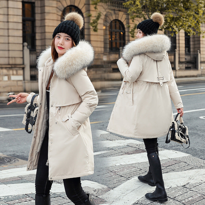 Womens Mid-length Padded Winter Parka Coat