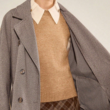 Casual Woolen Lace-up Long Coat