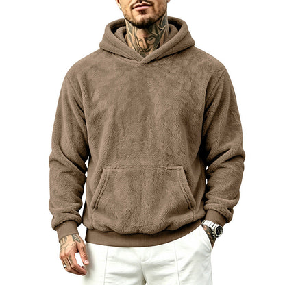 Mens Loose-Fitting Versatile Plush Hoodie