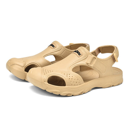 New Plus Size Men's Closed Toe Outdoor Sandals, Fashion Anti-slip Collision-proof Quick Dry Water Shoes For Beach & Wading