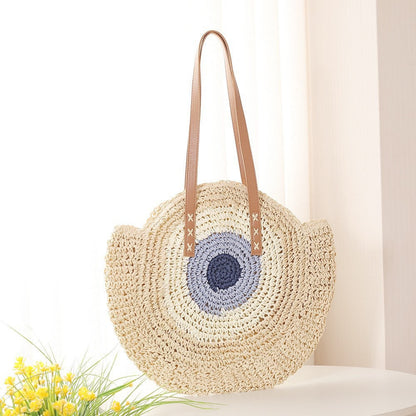 Round Straw Bag Fashionable Womens Shoulder