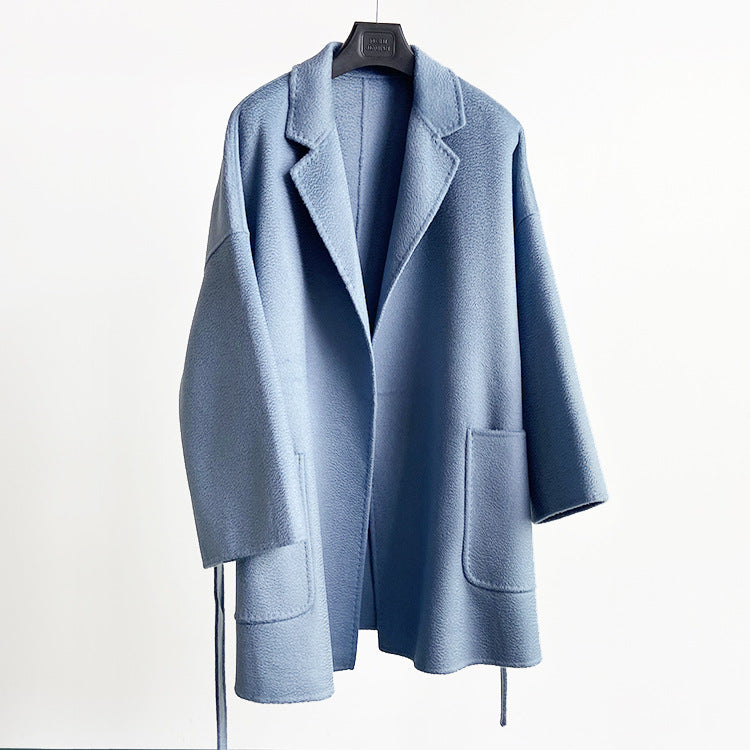 Mid-length Double-faced Wool Belted Coat