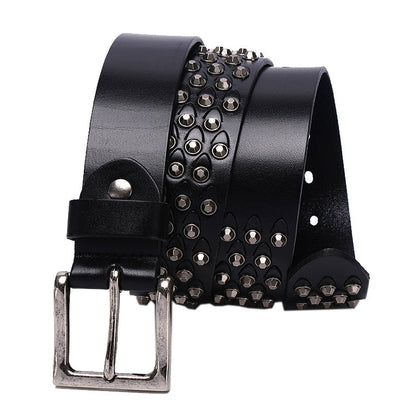Womens Distinctive Rivet Belt Made Of Full-Grain Cowhide