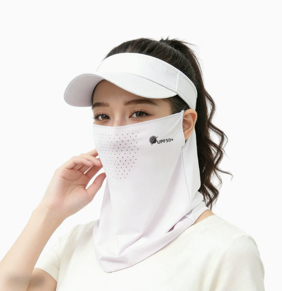 Ice Silk Sun-Protective Face Mask For Women Summer Full-Face UV-Proof Outdoor Golf Cycling Neck-Protecting Mask, Sun-Shading Veil