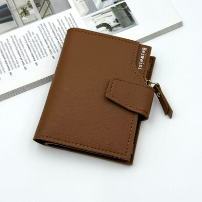 Womens Trifold Short Multi-functional Leather Wallet With Multiple Card Slots