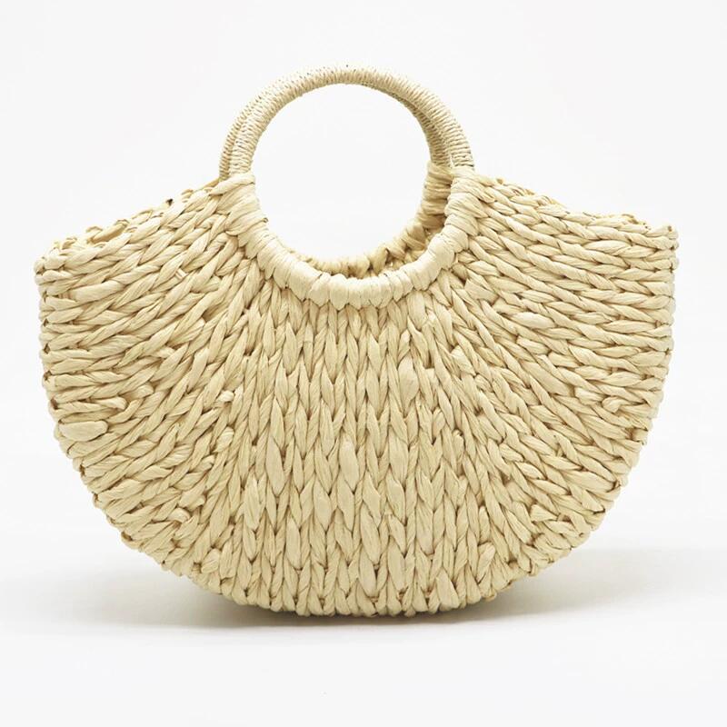 Straw Hand-woven Tote Bag With Dual Straps