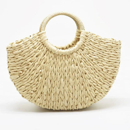 Straw Hand-woven Tote Bag With Dual Straps