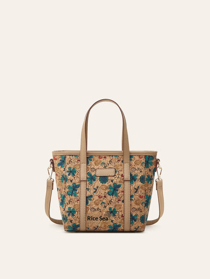 Printed Cork Bohemian Shoulder Tote Bag