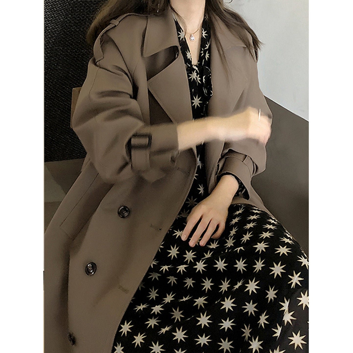 Women's Trendy Double-Breasted Trench Coat, Oversize Korean Style, Spring Clothing