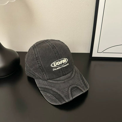 American-style Vintage Water-washed Texture Baseball Cap With Three-dimensional Letters And Curved Brim Baseball Cap For Casual Wear, Versatile And Adjustable, Trendy