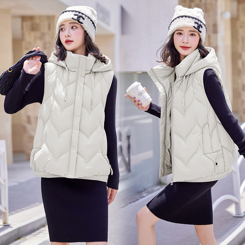 Women's AutumnWinter Detachable-Hood Vest Outerwear Gilet