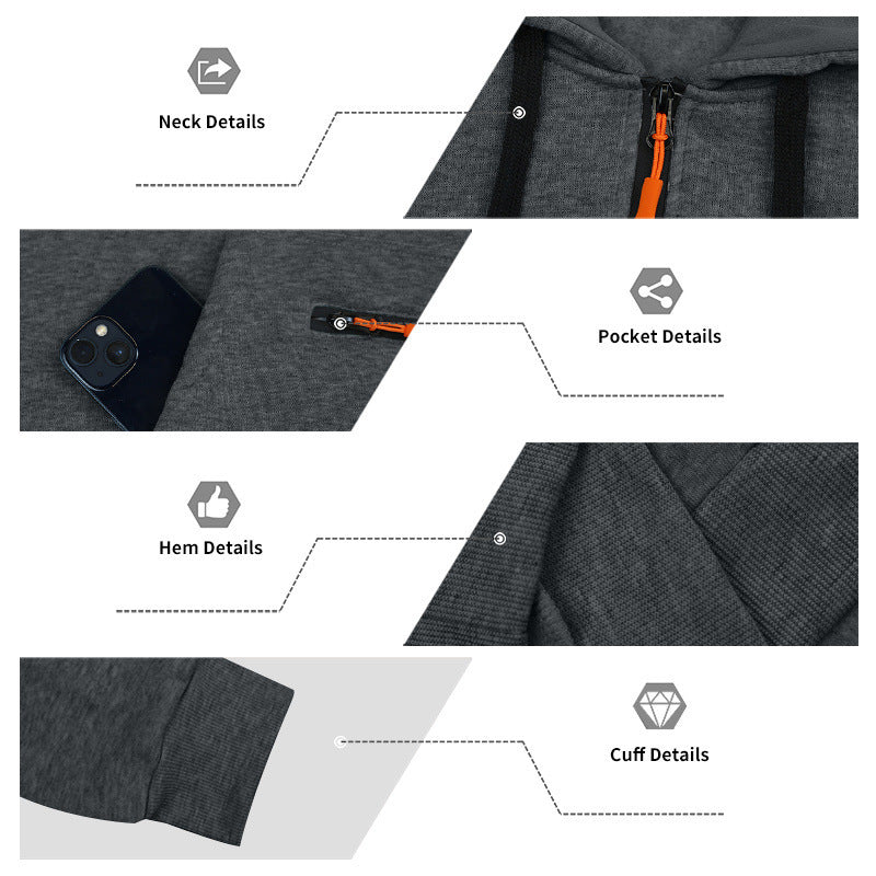 New Arrival European Size Half-Zip Multi-Pocket Casual Loose Sports Pullover Hoodie For Cross-Border Foreign Trade, Amazon Listing