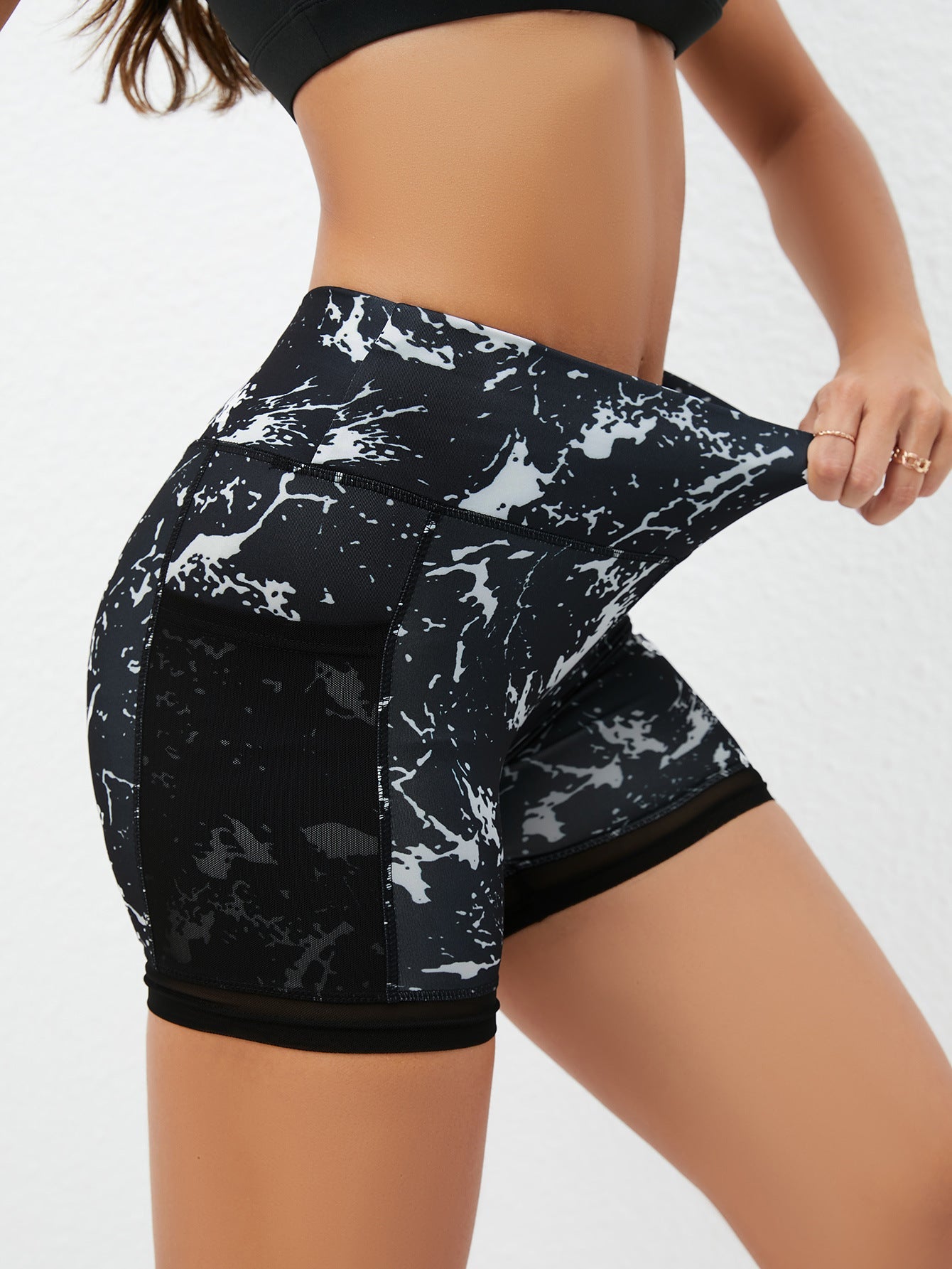 High Waist Yoga Shorts With Pockets For Women Colorful Cross-Border
