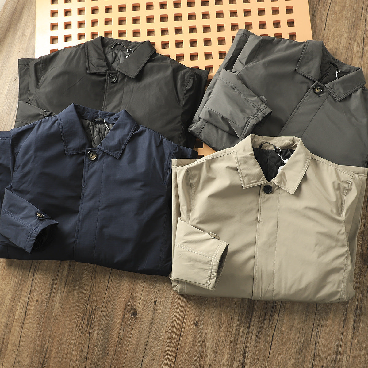 Men's Windproof Waterproof Thickened Thermal Quilted Mid-length Trench Coat