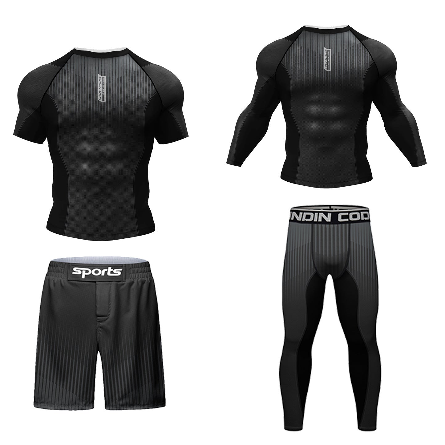 3D Printing Quick-drying Stretch Outdoor Fitness Basketball Sports Tights 4 PCs Set