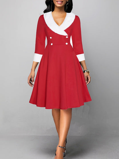 Dress European And American Women's Clothing Fashion Long Sleeve Fur Collar