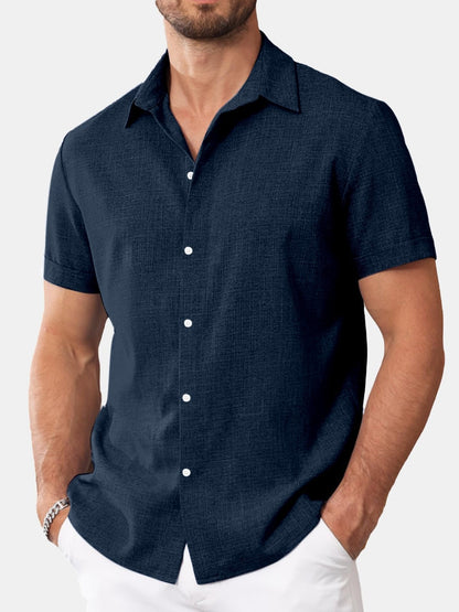Mens Short-Sleeved Printed Casual Shirt