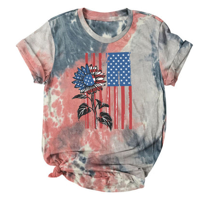 Women's Tie-dyed Printed Short Sleeve