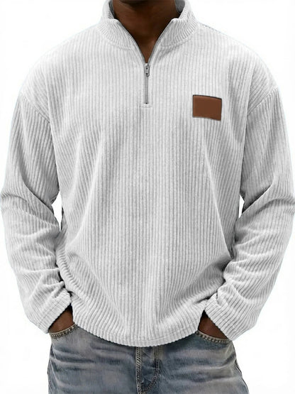 Mens Retro Corduroy Fashion Embroidered Pullover With A Stand-up Collar