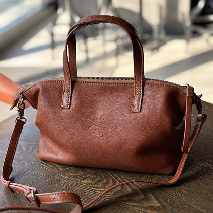 Cowhide Tree-bark Textured Wrinkled Single-shoulder Crossbody Bag