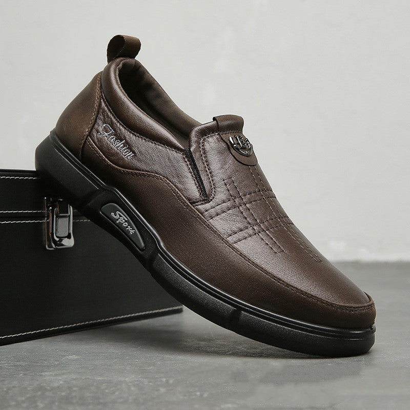 Middle-aged and Elderly Men's Soft Bottom Leather Shoes
