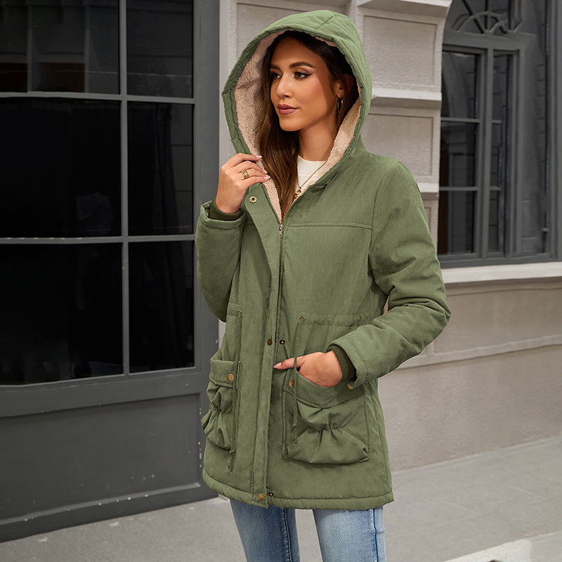 Medium To Long Loose Casual Cotton Jacket For Women