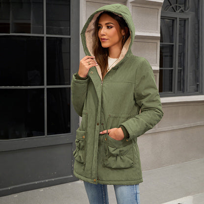 Medium To Long Loose Casual Cotton Jacket For Women