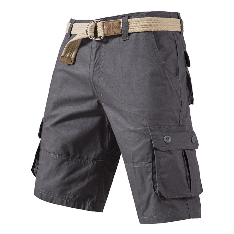 Men's Washed Cotton Multi Pocket Casual Cargo Knee Length Shorts