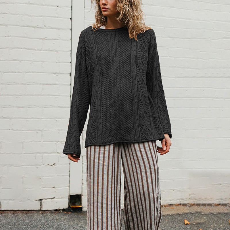 Womens Comfortable Casual And Stylish Cable-knit Sweater