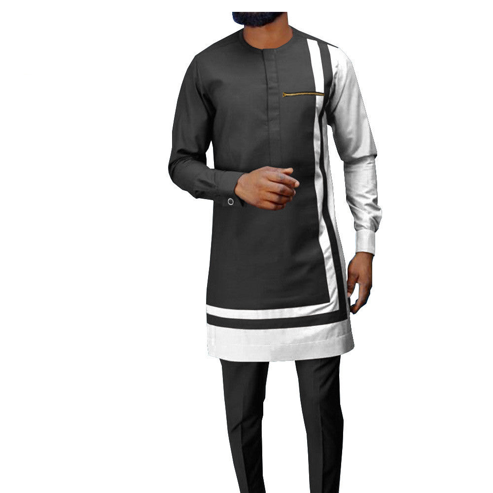 African Ethnic Printing Batik Cotton Men's Suit