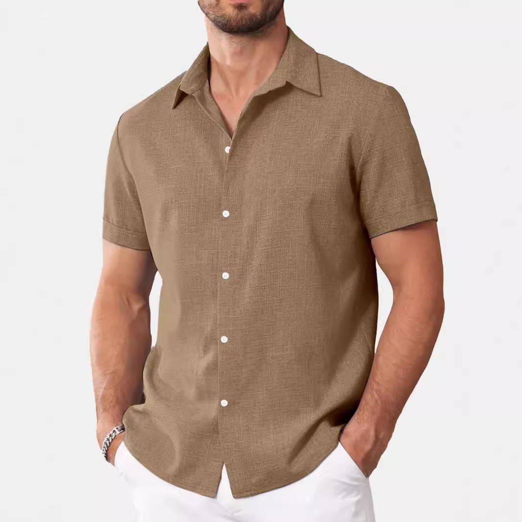 Mens Short-Sleeved Printed Casual Shirt