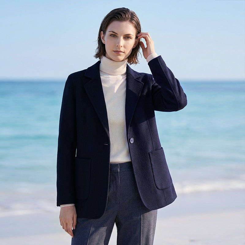 Double-breasted Wool Suit Coat For Women