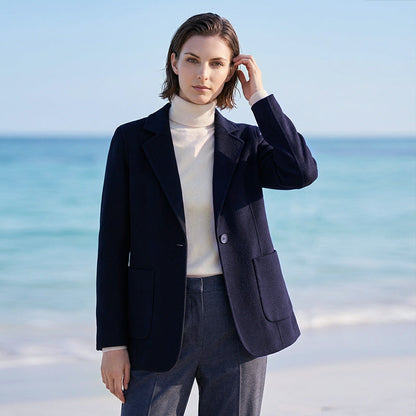 Double-breasted Wool Suit Coat For Women