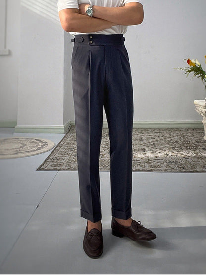 High-waisted White Retro Straight-leg Casual Pants
