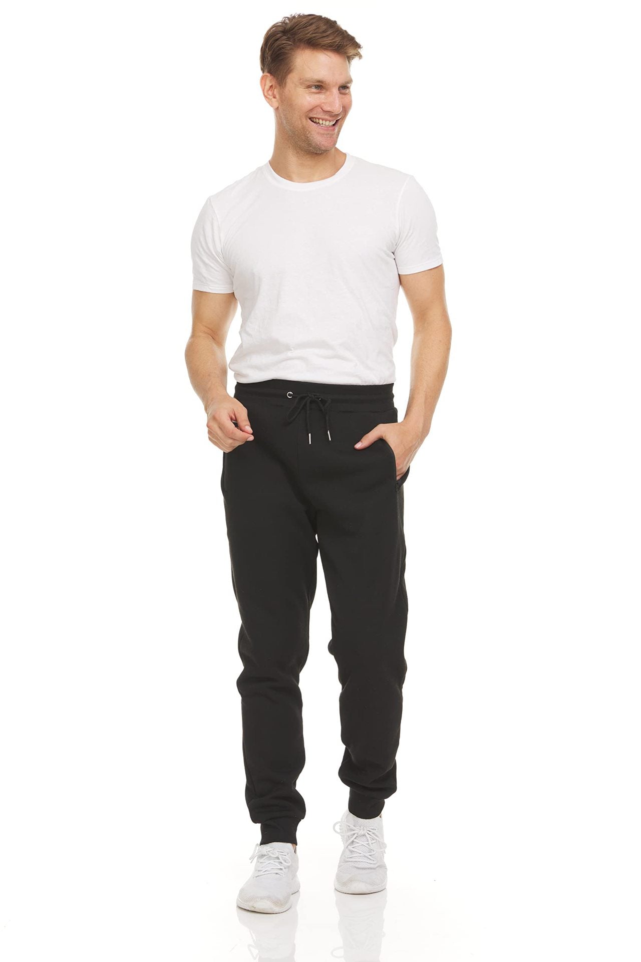 Men's Slim-fit Athletic Leggings, Casual Fleece Sweatpants With Zippered Ankle Cuffs, Solid-colored Skinny Running Pants