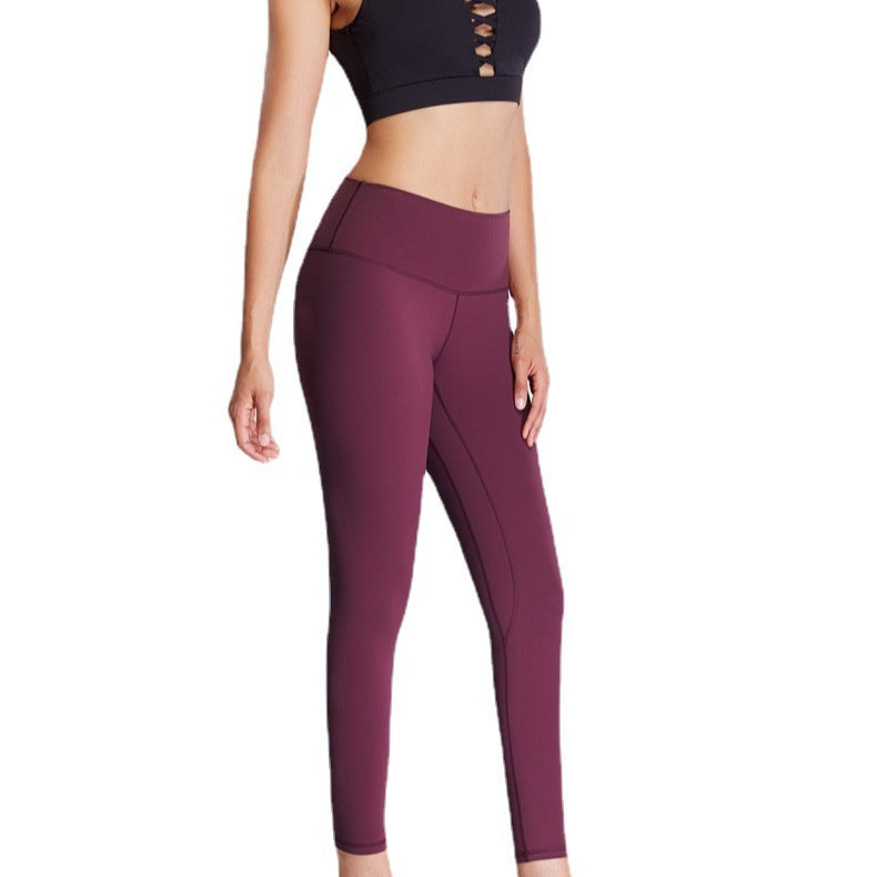 European And American Style Double-Sided Stretch Running Sports Pants High-Waisted Butt-Lifting Peach Butt Solid Color Tight Pocket Yoga Women's Long Pants