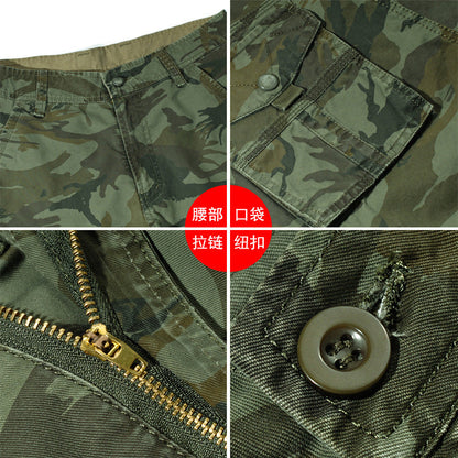 Men Summer Loose Fit Cotton Cargo Shorts Thin Fabric Multi Pocket Camo Bermuda & Capri Casual Pants
