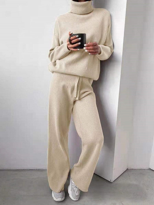 Casual Women Turtleneck Sweater Drawstring Pants