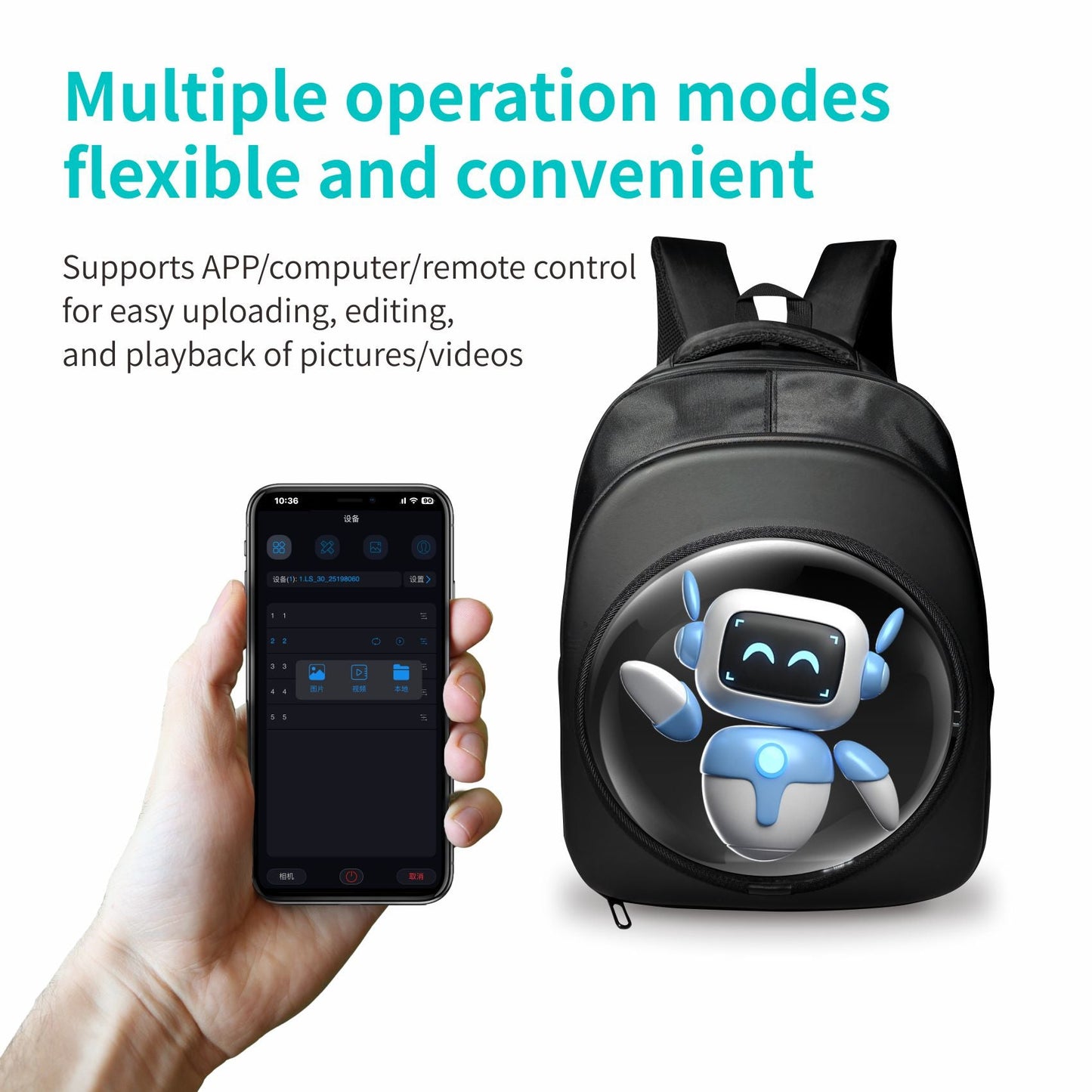 Wiilala Cross-border 3D Holographic Backpack Mobile Outdoor Advertising Display Stereoscopic Projection 3D Holographic Backpack, Supports Content Replacement Via Mobile AppSupports 5V3A Power Bank