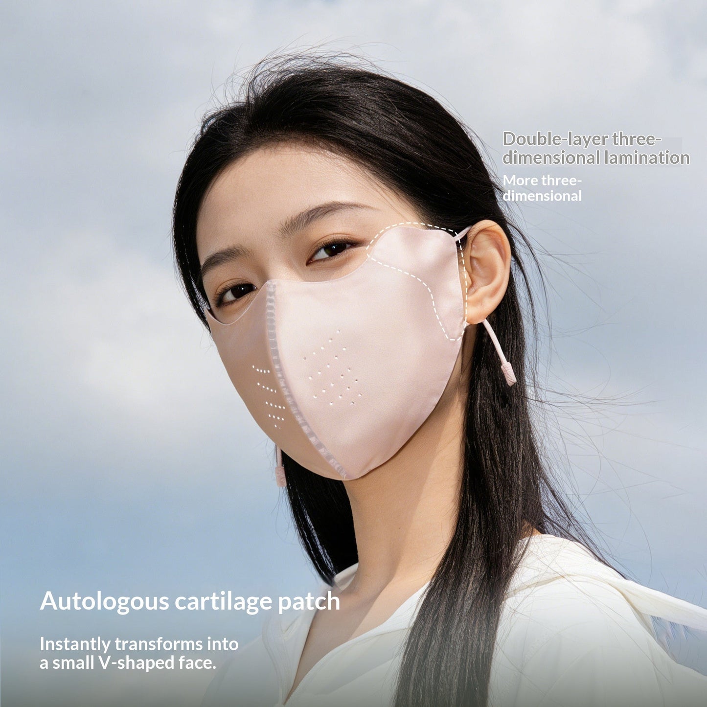 Sun-protective With Ventilation Holes Breathable Ice-silk Sunshade Face Mask