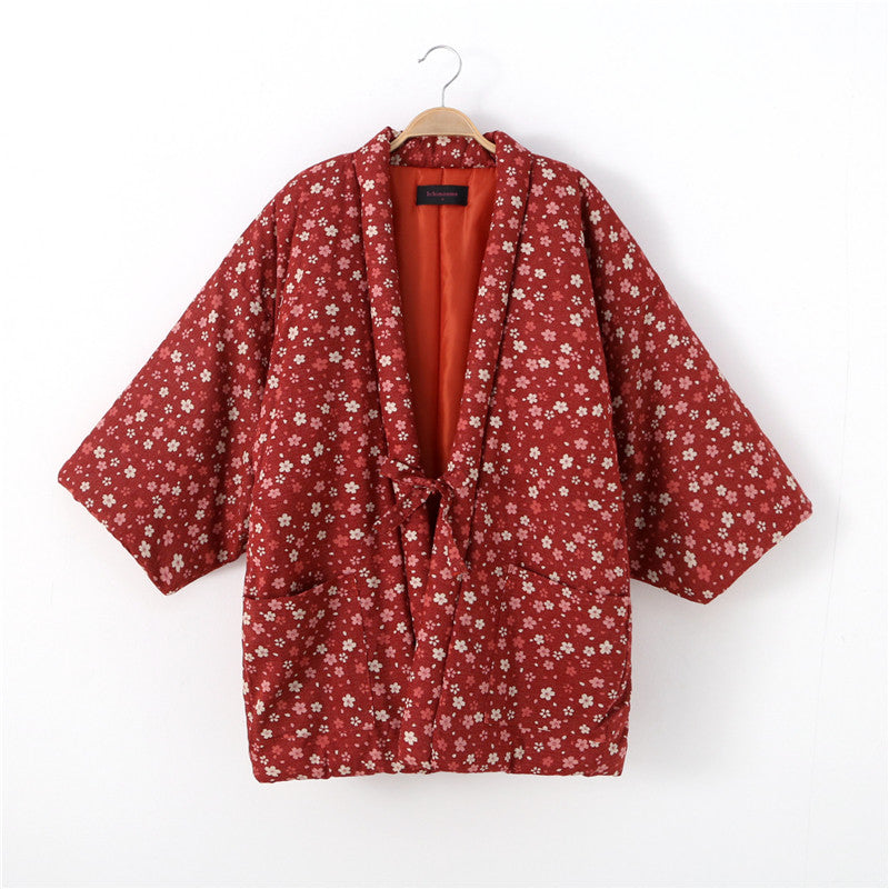 Japanese-style Lace-up Warm Quilted Home Jacket