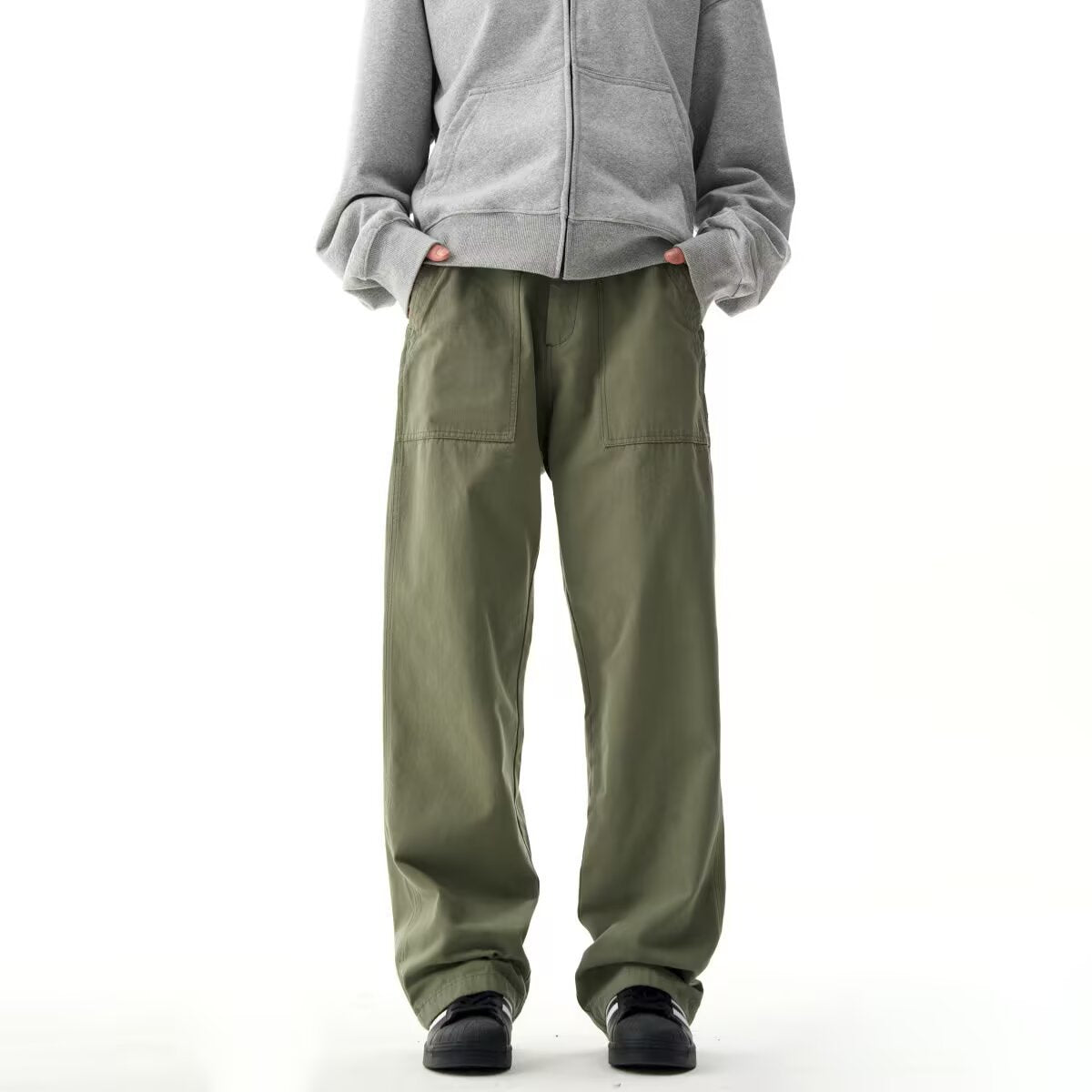 Mens Casual Straight-leg Wide-leg Pants