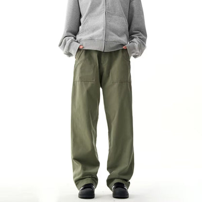 Mens Casual Straight-leg Wide-leg Pants