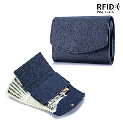 Japanese-style Short Wallet For Women Made From Top-layer Cowhide With A Premium Feel