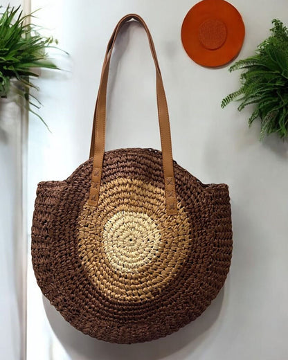 Round Straw Bag Fashionable Womens Shoulder