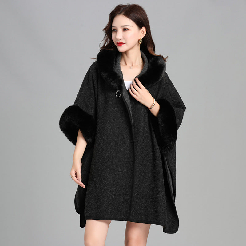 Mid-length Fur Coat Womens Knitted Cardigan
