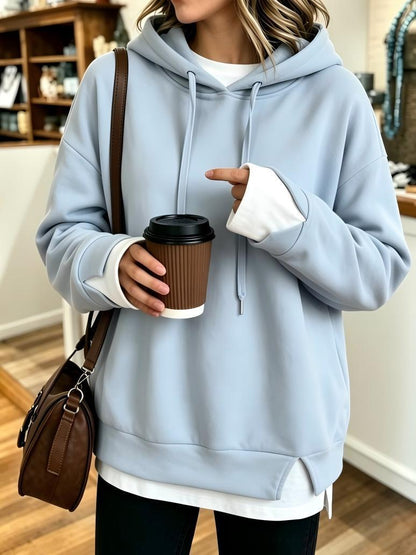 New Fallwinter Womens Faux Two-piece Hooded Sweatshirt