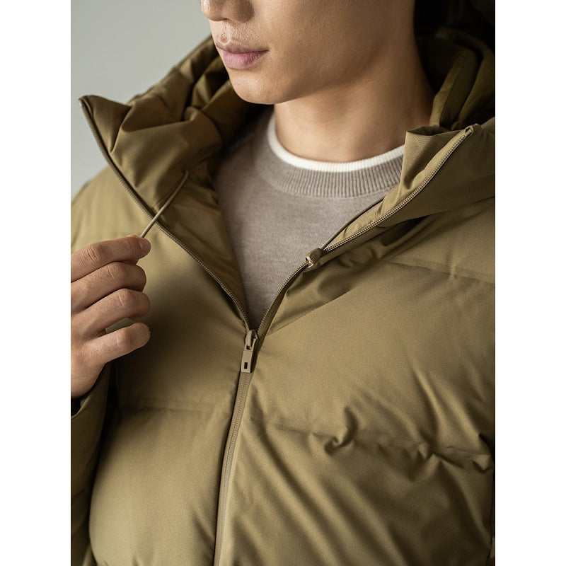 Mens Short Hooded Down Jacket Windproof Waterproof And Warm Coats